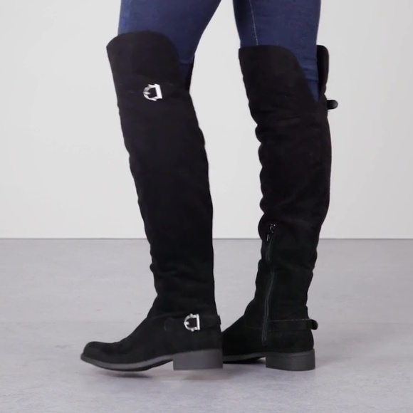 Buckled Straps Tailor Stitched Over The Knee Boots - Picture 4 of 8